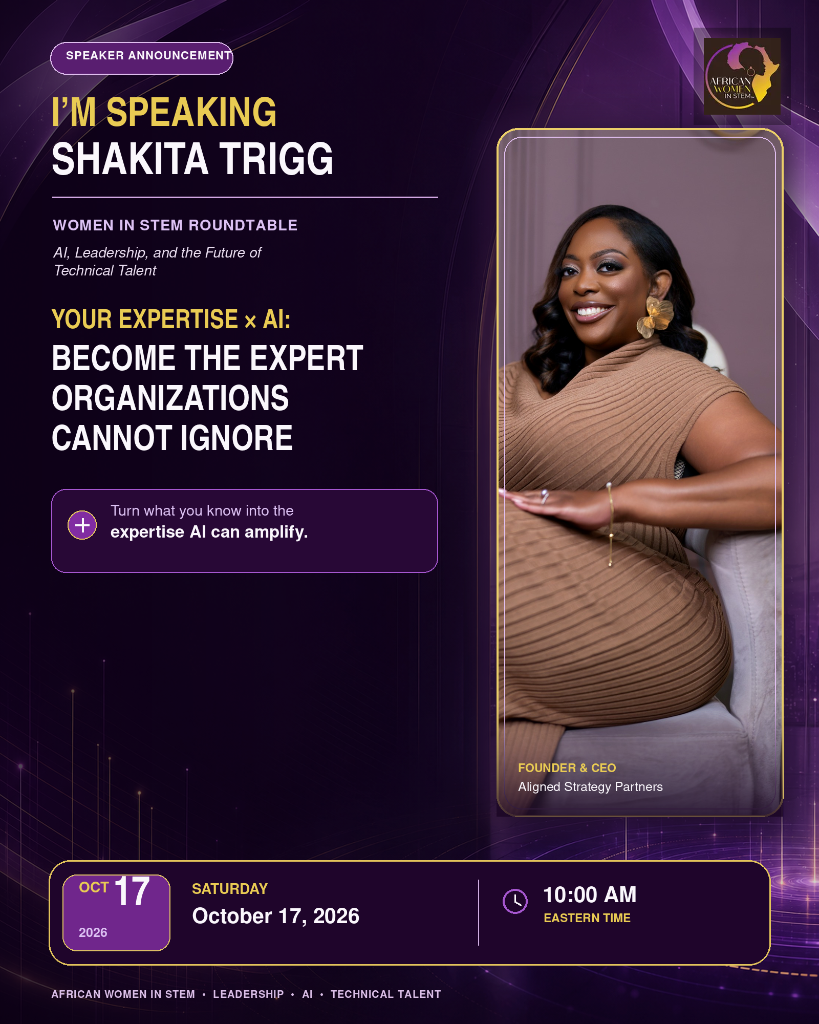 Shakita Trigg speaking at the African Women in STEM roundtable on October 17, 2026